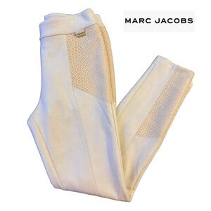 Marc Jacobs Cream Suede Skinny Leggings with Snakeskin Insets